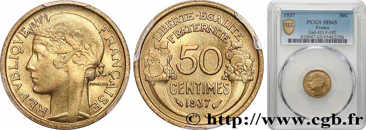 50 centimes Morlon 1937  F.192/13 FDC65 PCGS