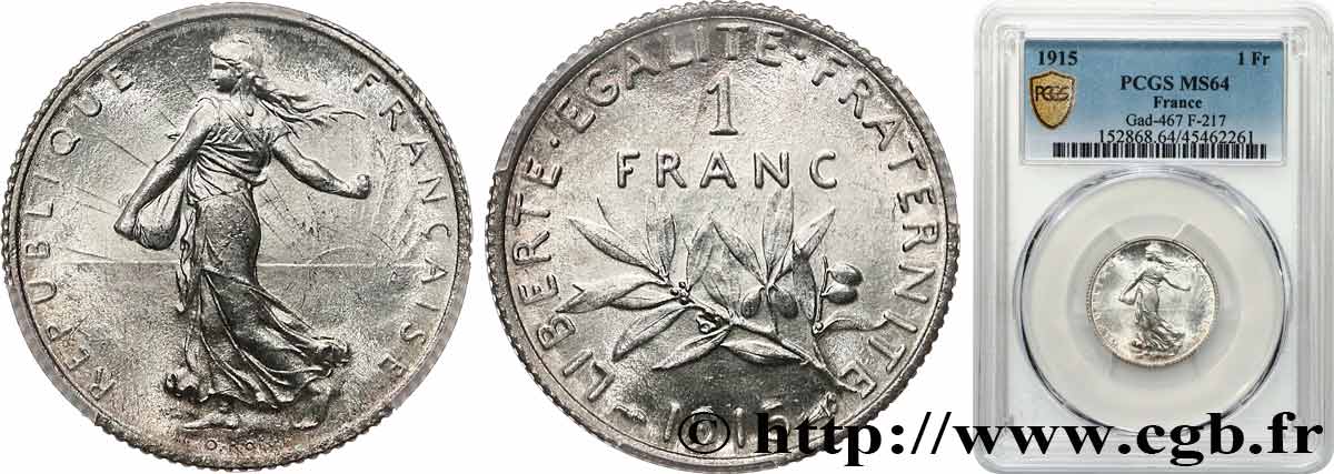 1 franc Semeuse 1915 Paris F.217/21 SPL64 PCGS