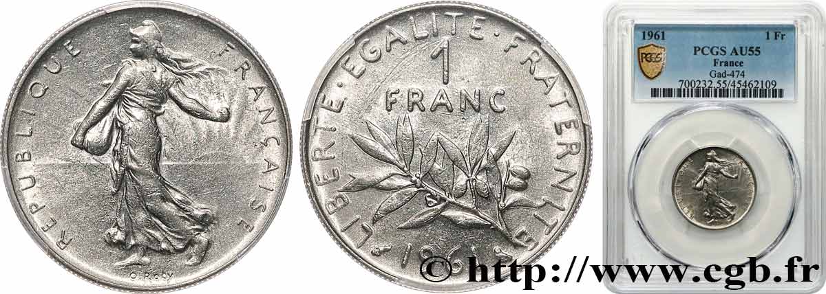 1 franc Semeuse, nickel 1961 Paris F.226/6 VZ55 PCGS