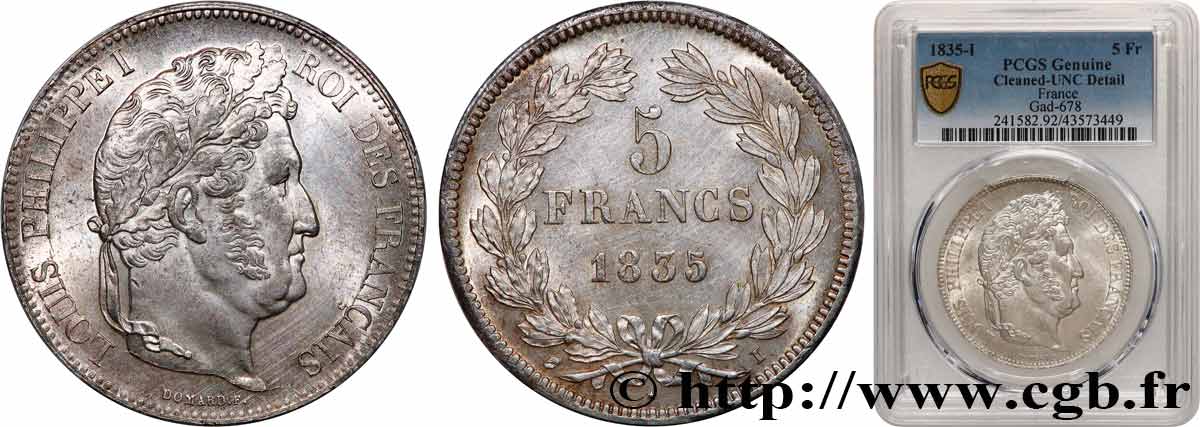 5 francs IIe type Domard 1835 Limoges F.324/47 MS PCGS