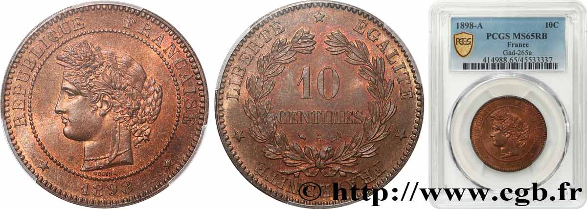 10 centimes Cérès 1898 Paris F.135/45 MS65 PCGS