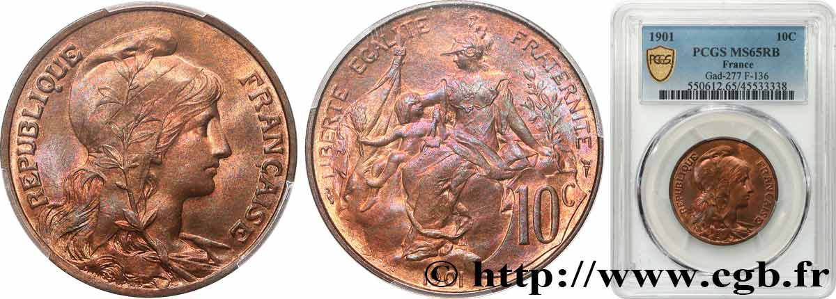 10 centimes Daniel-Dupuis 1901  F.136/10 FDC65 PCGS