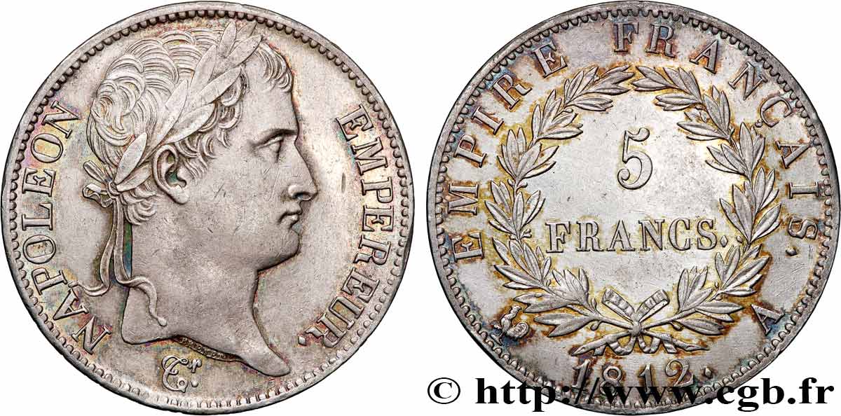 5 francs Napoléon Empereur, Empire français 1812 Paris F.307/41 EBC 