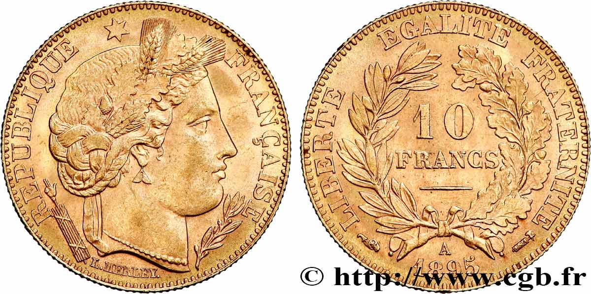 10 francs or Cérès, IIIe République 1895 Paris F.508/3 SUP60 