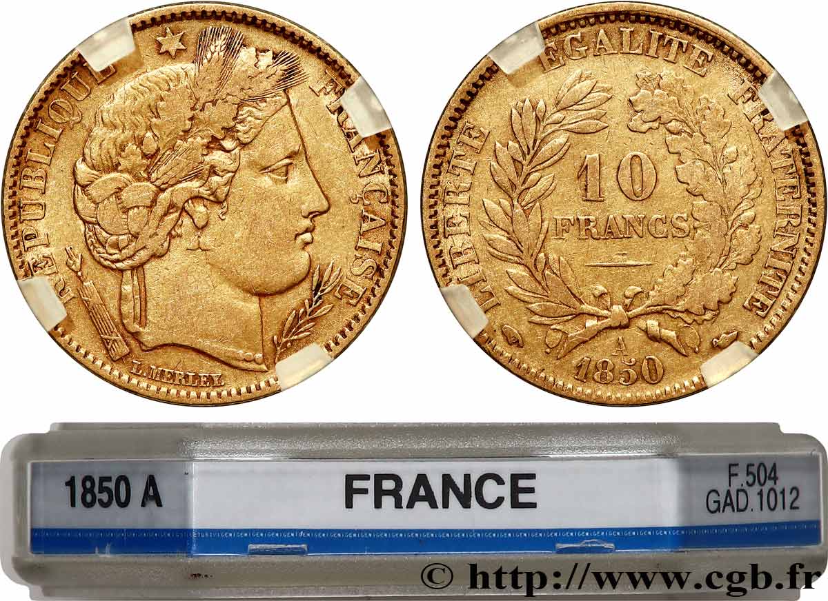 10 francs or Cérès, IIe République 1850 Paris F.504/2 TB GENI