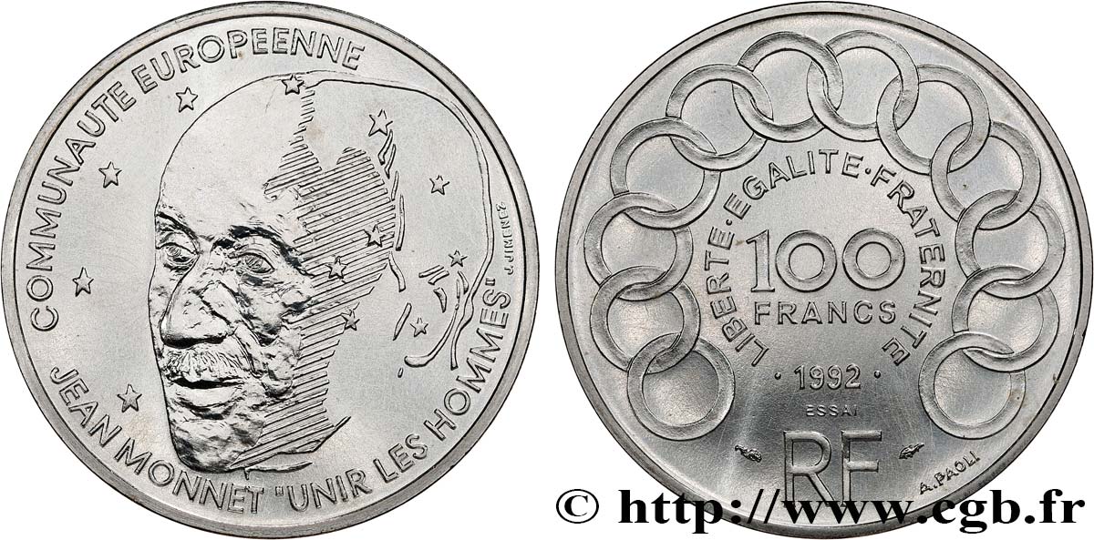 Essai de 100 francs Jean Monnet 1992 Pessac F.460/1 ST 