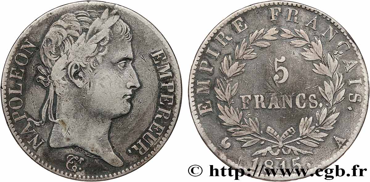 5 francs Napoléon Empereur, Cent-Jours 1815 Paris F.307A/1 BC 