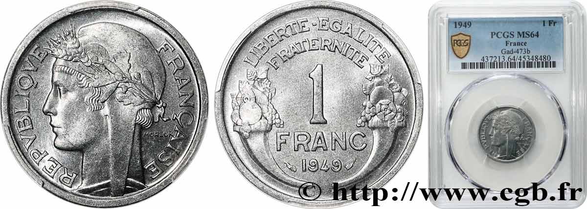 1 franc Morlon, légère 1949  F.221/15 SC64 PCGS