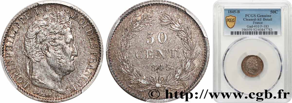 50 centimes Louis-Philippe 1845 Rouen F.183/1 TTB+ PCGS
