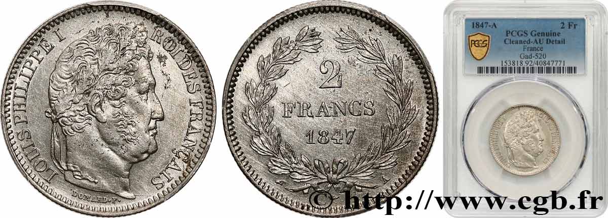 2 francs Louis-Philippe 1847 Paris F.260/112 AU PCGS