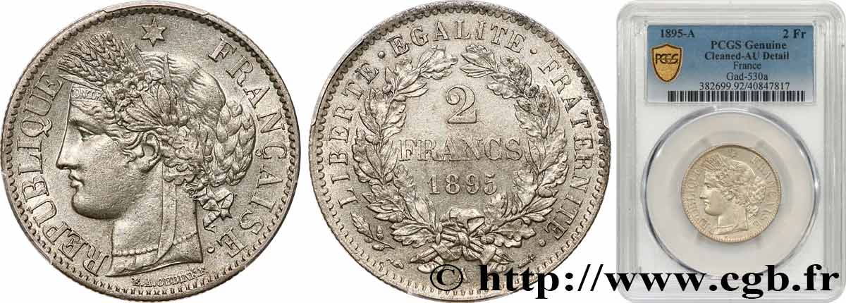 2 francs Cérès, avec légende 1895 Paris F.265/17 TTB+ PCGS