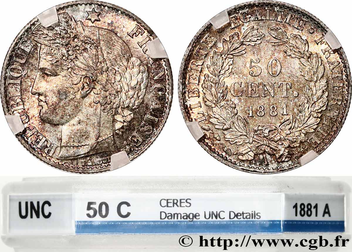 50 centimes Cérès, Troisième République 1881 Paris F.189/9 VZ+ GENI