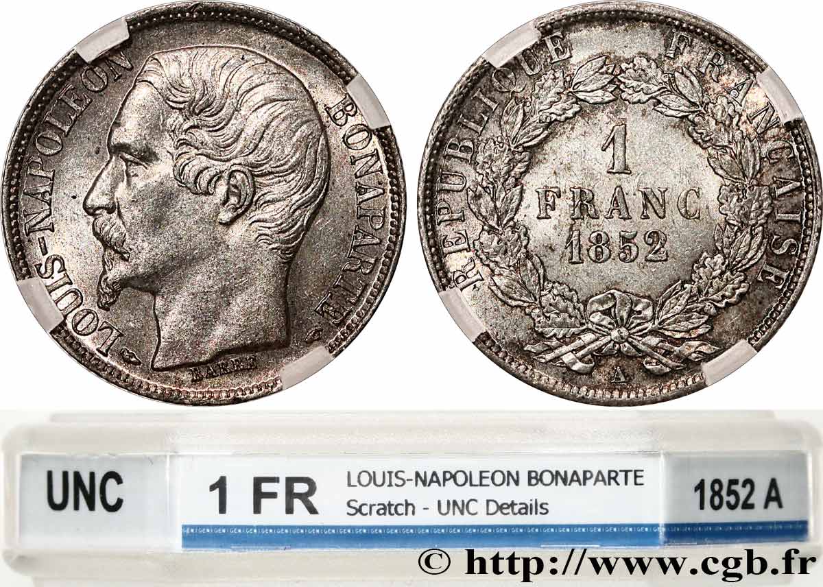 1 franc Louis-Napoléon 1852 Paris F.212/1 MS GENI