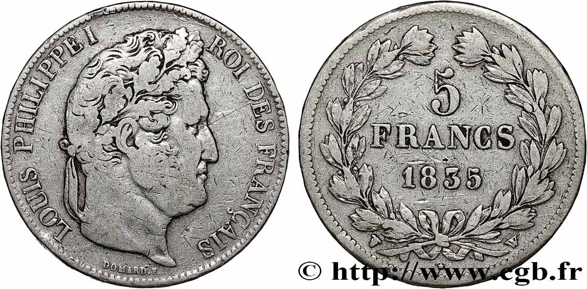 5 francs, IIe type Domard 1835 Lille F.324/52 MB 