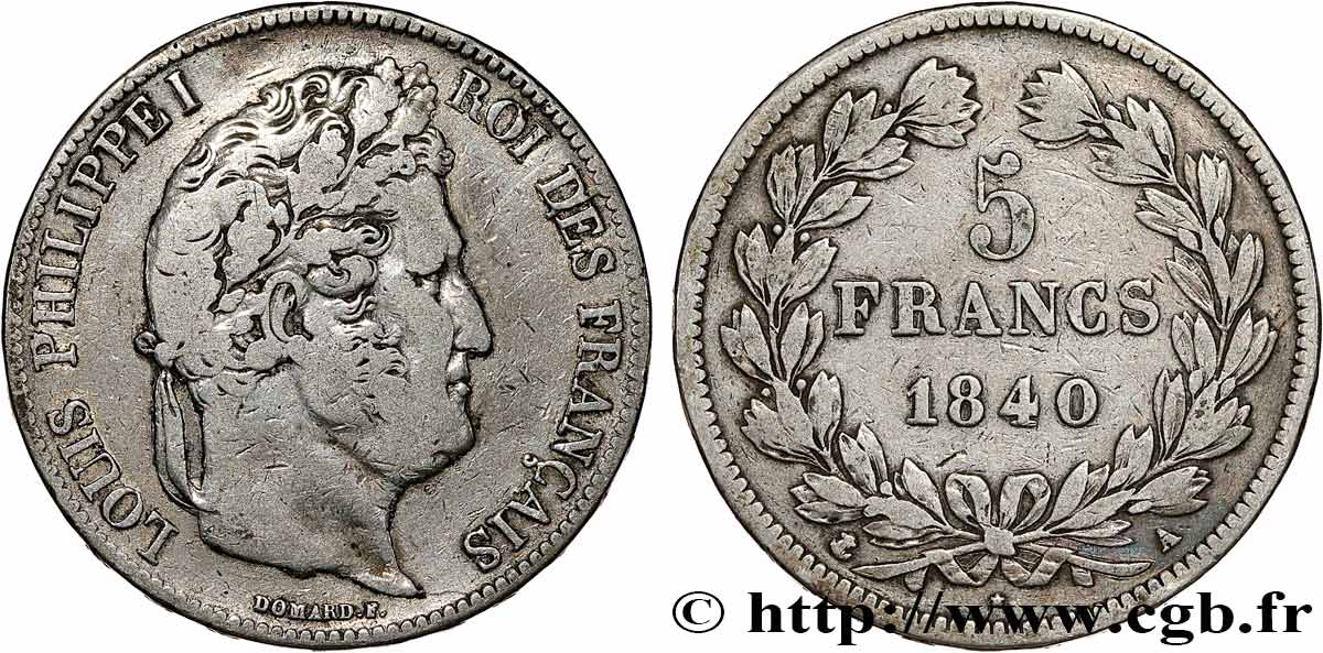 5 francs IIe type Domard 1840 Paris F.324/83 MB 