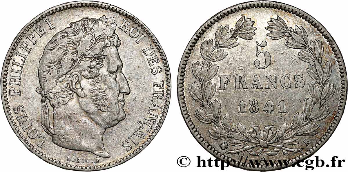 5 francs IIe type Domard 1841 Bordeaux F.324/93 SS 