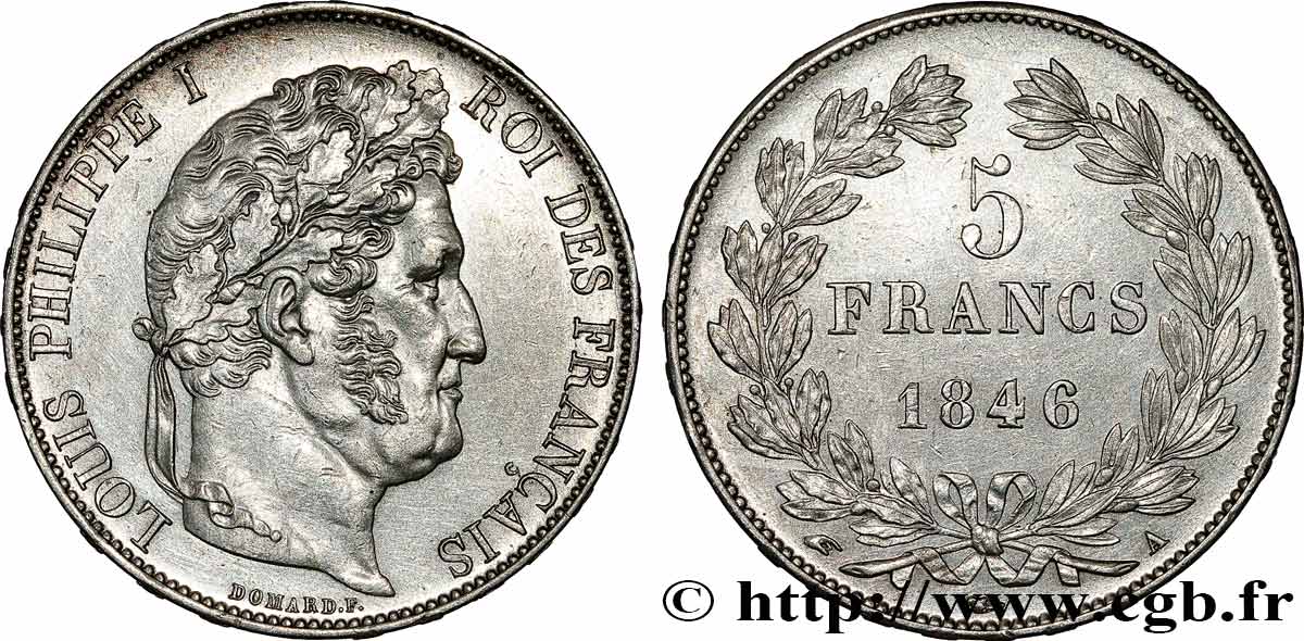5 francs IIIe type Domard 1846 Paris F.325/10 AU 