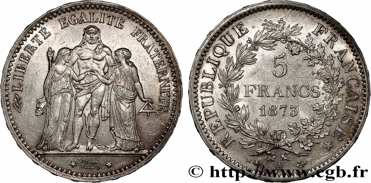 5 francs Hercule 1873 Paris F.334/9 MBC 