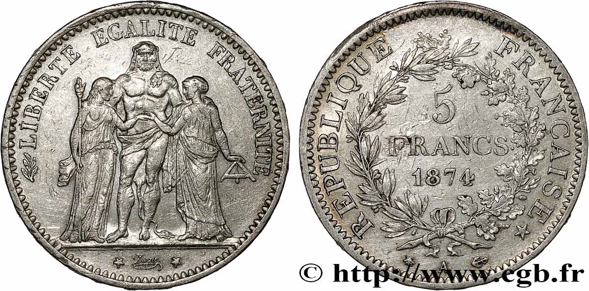 5 francs Hercule 1874 Paris F.334/12 TTB 