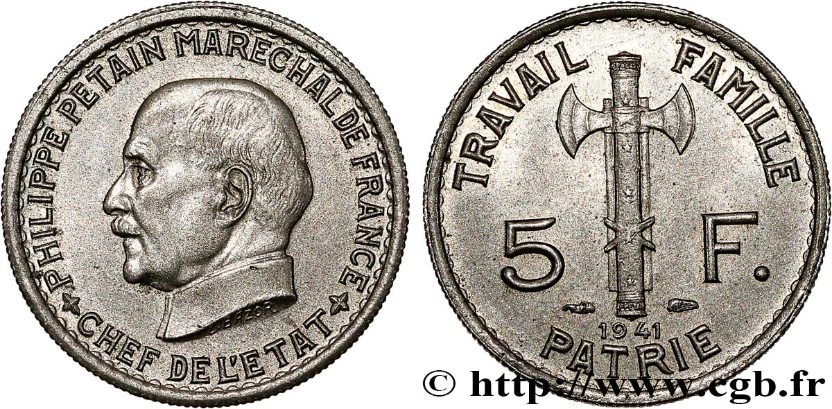 5 francs Pétain  1941  F.338/2 VZ62 