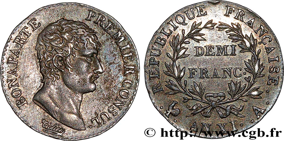 Demi-franc Bonaparte Premier Consul 1803 Paris F.173/1 TTB+ 