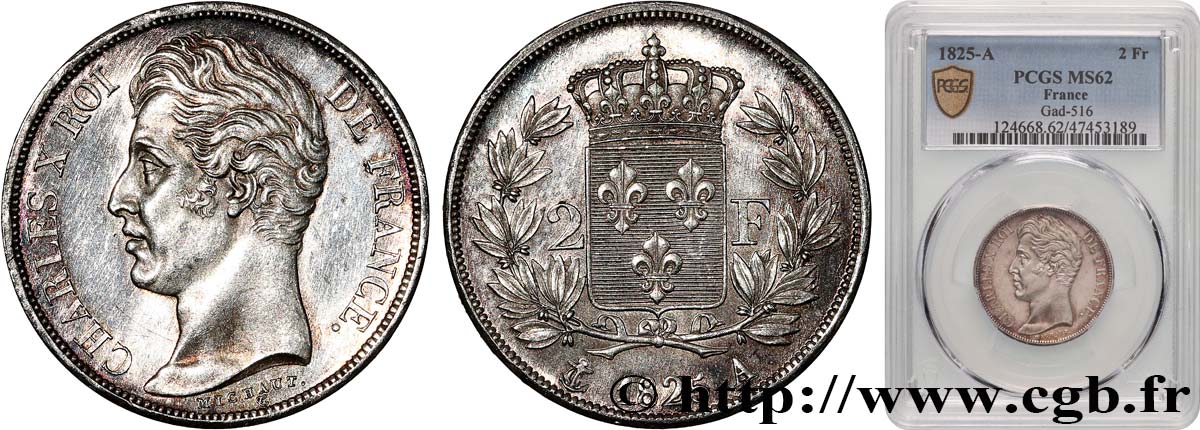 2 francs Charles X 1825 Paris F.258/1 EBC62 PCGS