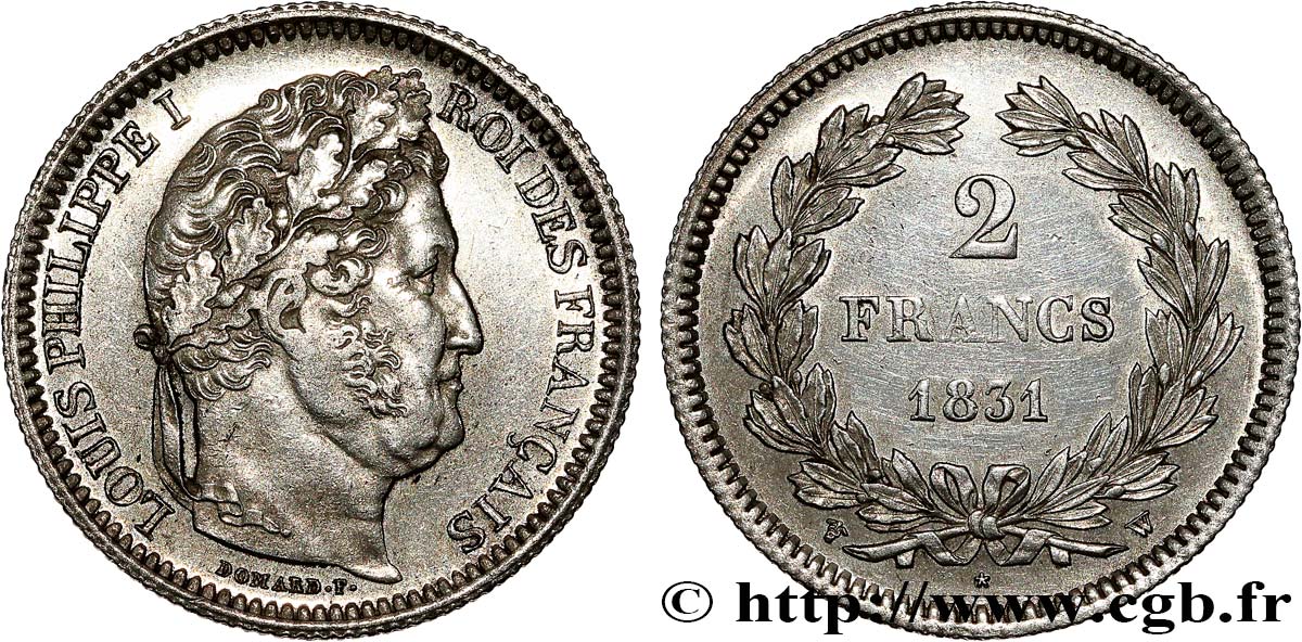2 francs Louis-Philippe 1831 Lille F.260/3 MBC/MBC+ 