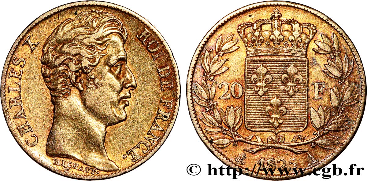20 francs or Charles X 1825 Paris F.520/1 TTB 