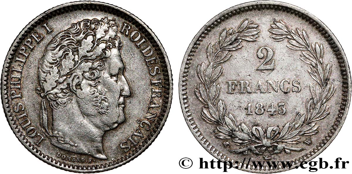 2 francs Louis-Philippe 1843 Lille F.260/96 BB 