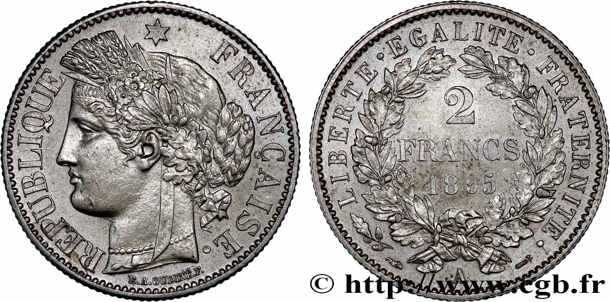 2 francs Cérès, avec légende 1895 Paris F.265/17 EBC58 