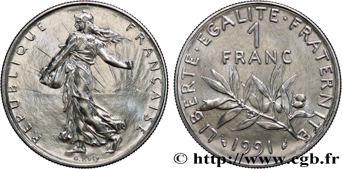 1 franc Semeuse, nickel, BU (Brillant Universel), frappe médaille 1991 Pessac F.226/37 FDC 