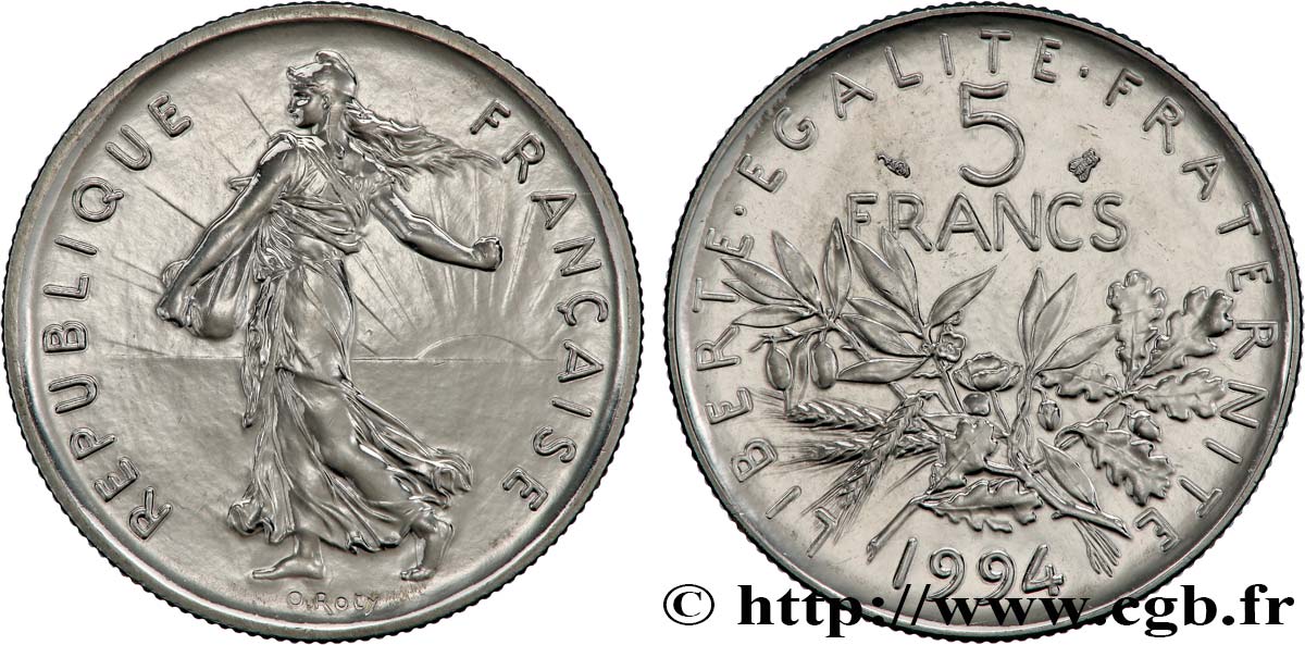5 francs Semeuse, nickel, Brillant Universel 1994 Pessac F.341/30 ST 