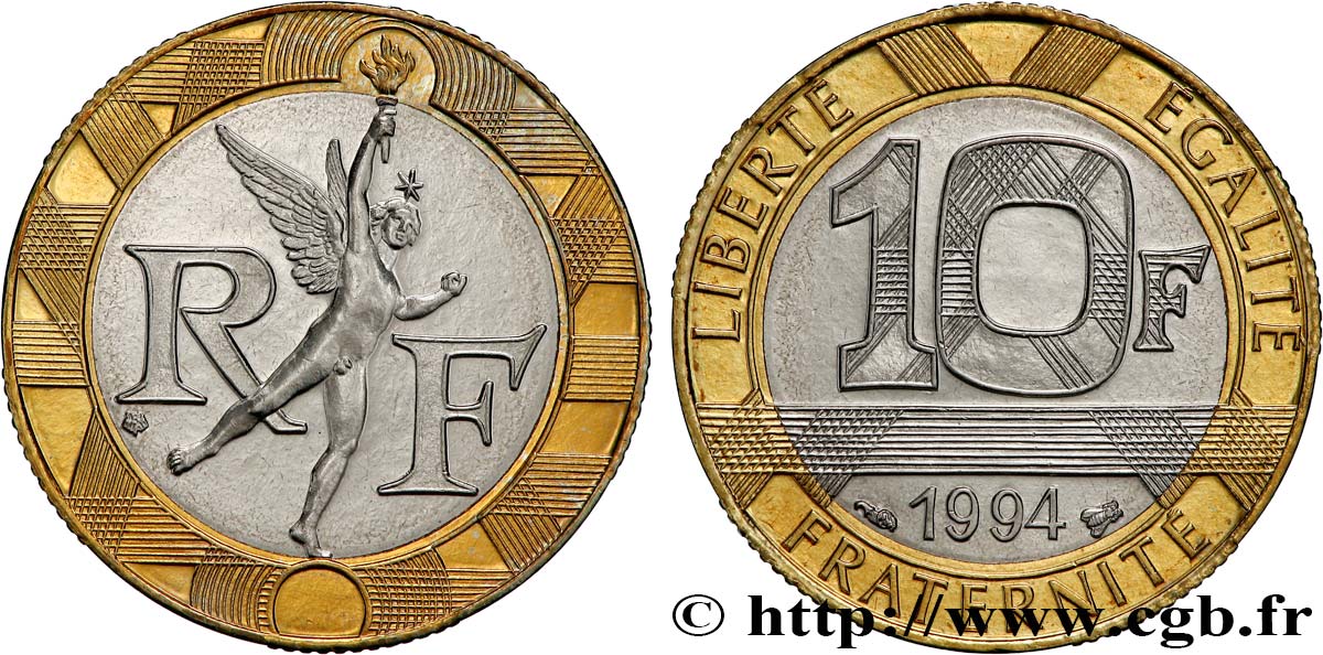 10 francs Génie de la Bastille, BU (Brillant Universel) 1994 Pessac F.375/11 MS 