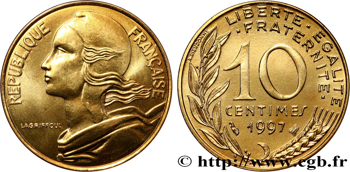 10 centimes Marianne, BU (Brillant Universel) 1997 Pessac F.144/41 ST 
