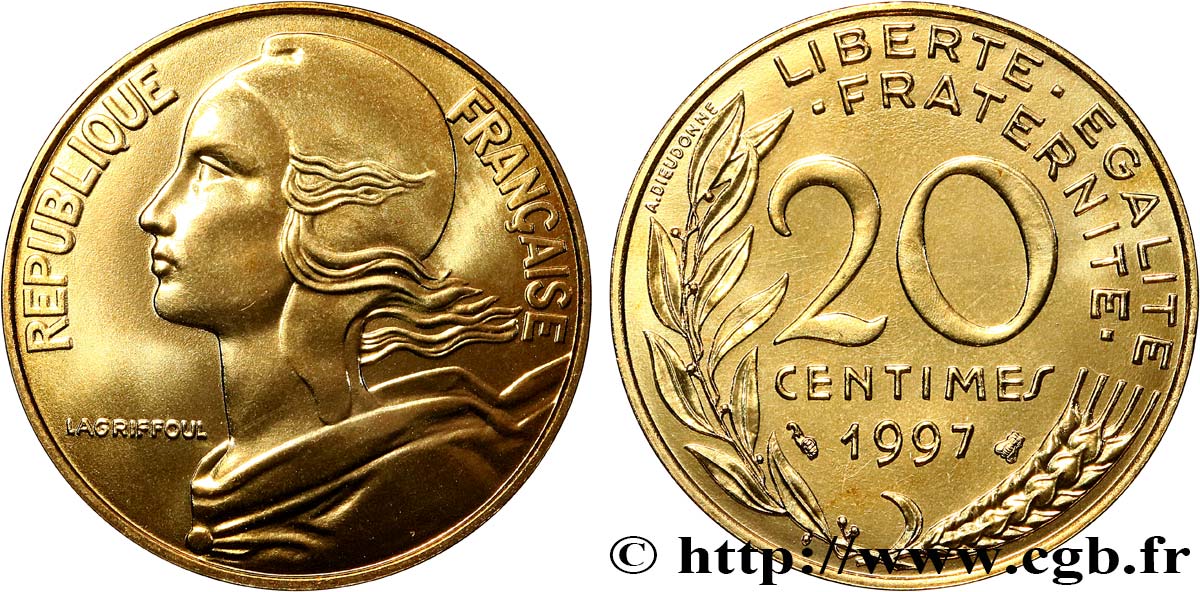 20 centimes Marianne, BU (Brillant Universel) 1997 Pessac F.156/41 ST 