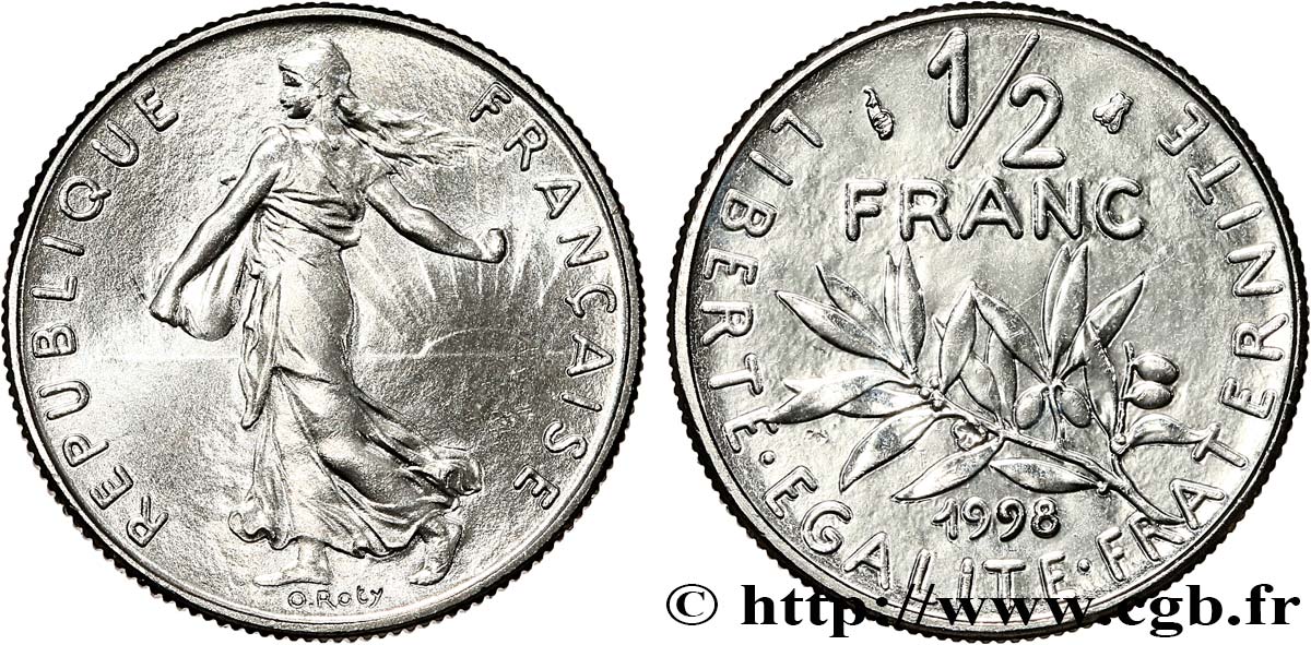 1/2 franc Semeuse, BU (Brillant Universel) 1998 Pessac F.198/41 MS 