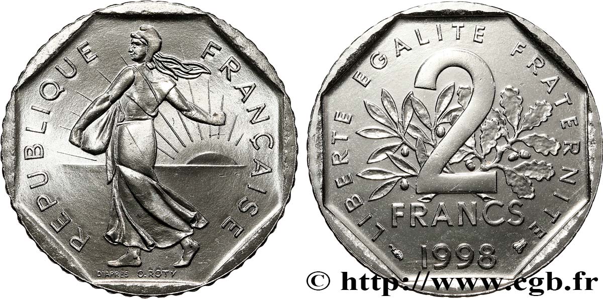 2 francs Semeuse, nickel, BU (Brillant Universel) 1998 Pessac F.272/26 MS 