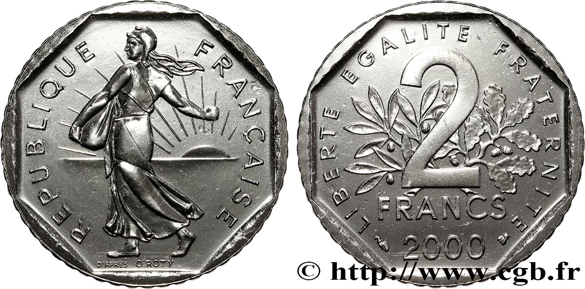 2 francs Semeuse, nickel, BU (Brillant Universel) 2000 Pessac F.272/28 ST 