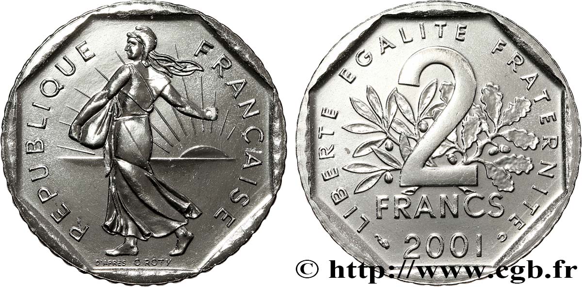 2 francs Semeuse, nickel, BU (Brillant Universel)  2001 Pessac F.272/29 FDC 