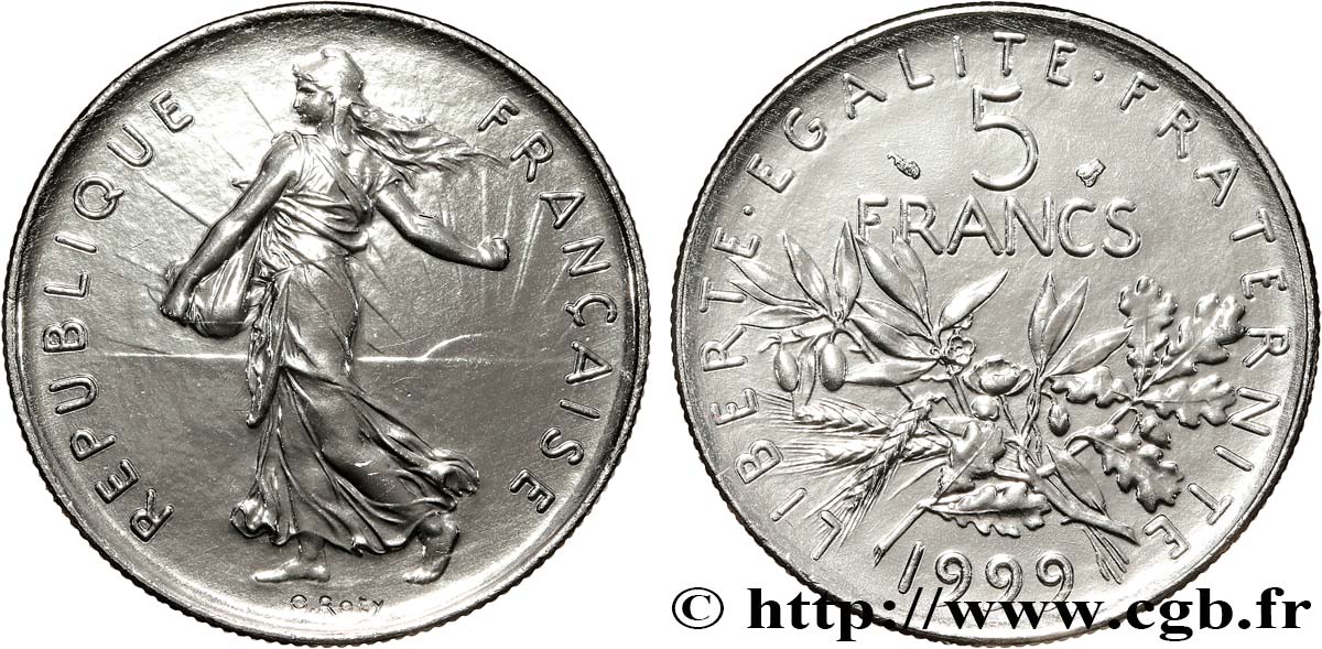 5 francs Semeuse, nickel, BU (Brillant Universel) 1999 Pessac F.341/35 FDC 
