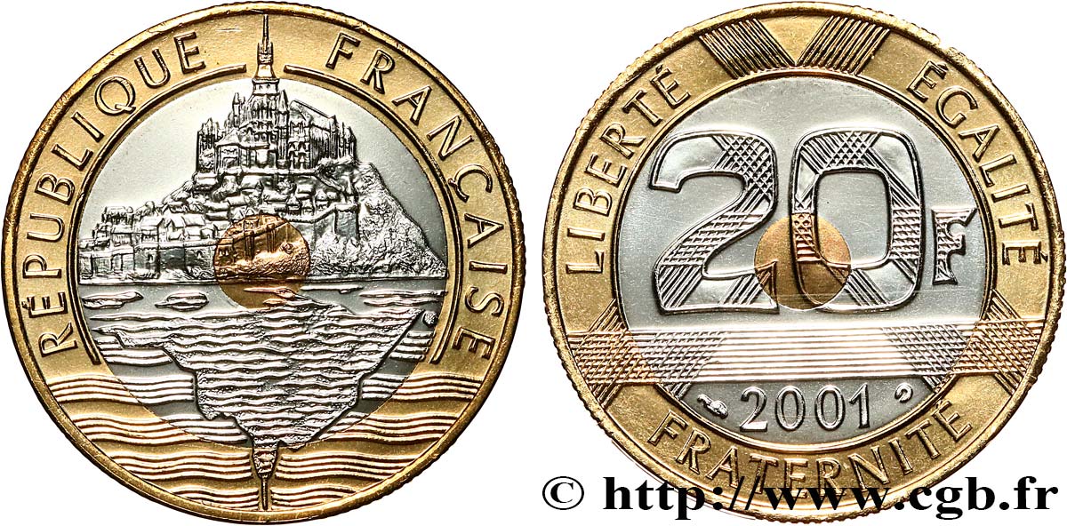 20 francs Mont Saint-Michel, BU (Brillant Universel)  2001 Pessac F.403/17 FDC 