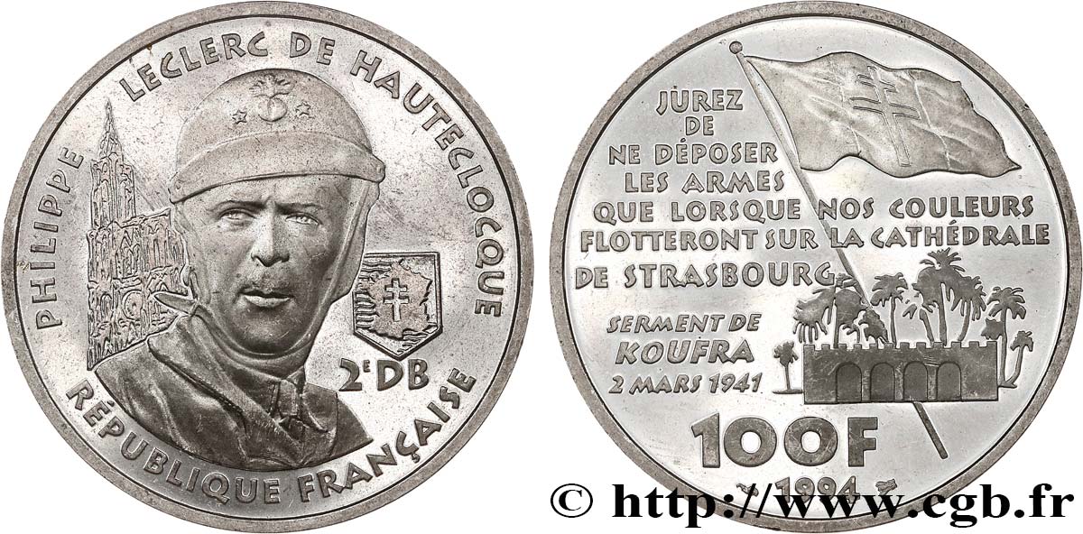 Belle Épreuve 100 francs - Maréchal Leclerc de Hautecloque 1994  F5.1629 1 VZ 