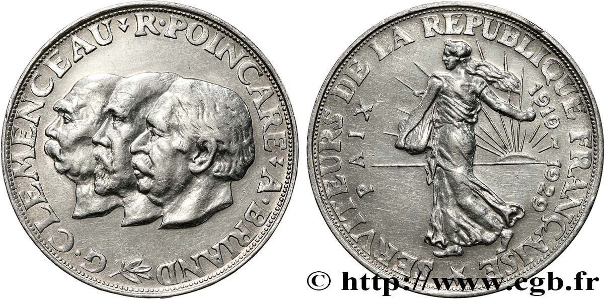 Module de 20 francs argent, 10e anniversaire de la Paix 1929 Paris GEM.254 1 VZ+ 