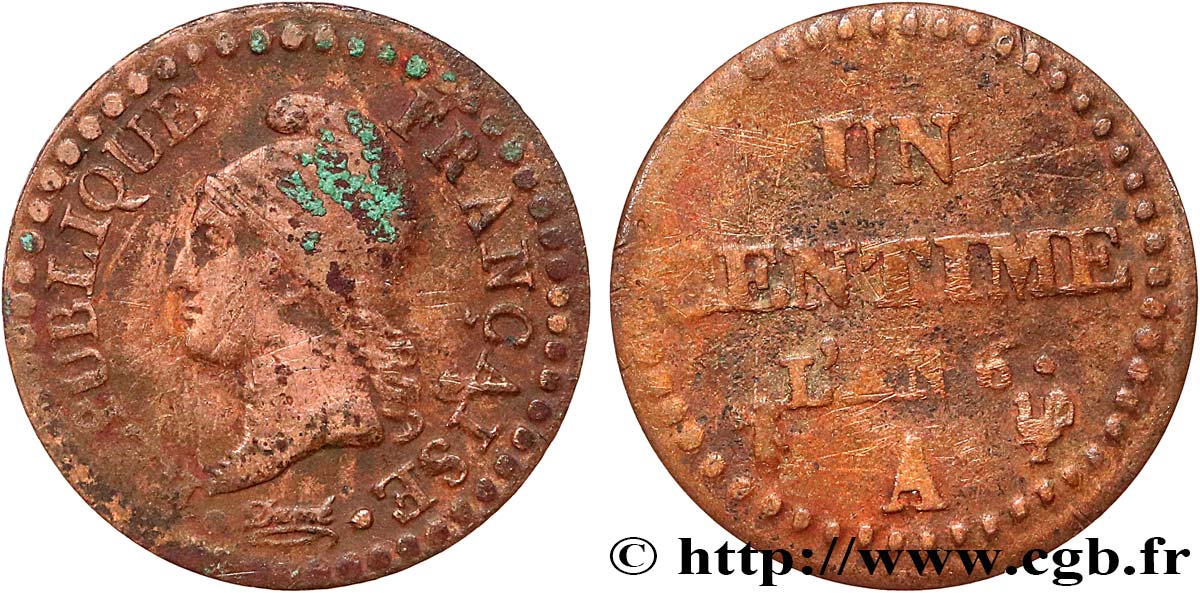 Un centime Dupré, 6 normal 1798 Paris F.100/3 VG 