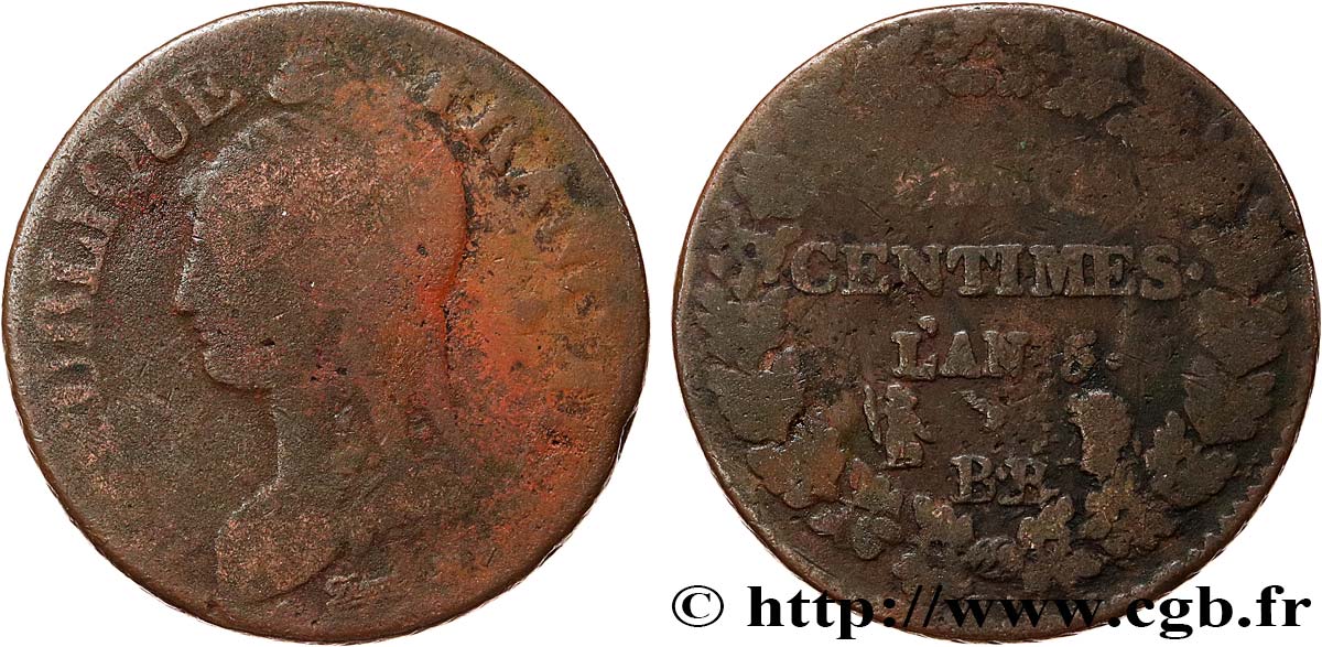 Cinq centimes Dupré, grand module 1797 Strasbourg F.115/20 VG 