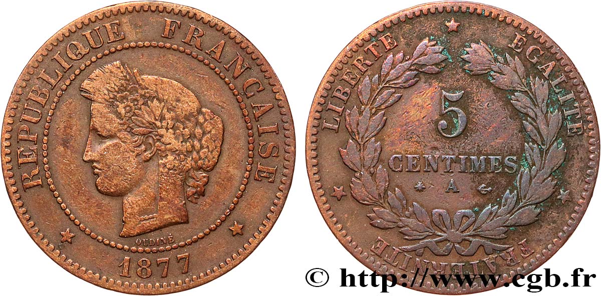 5 centimes Cérès 1877 Paris F.118/15 VF 