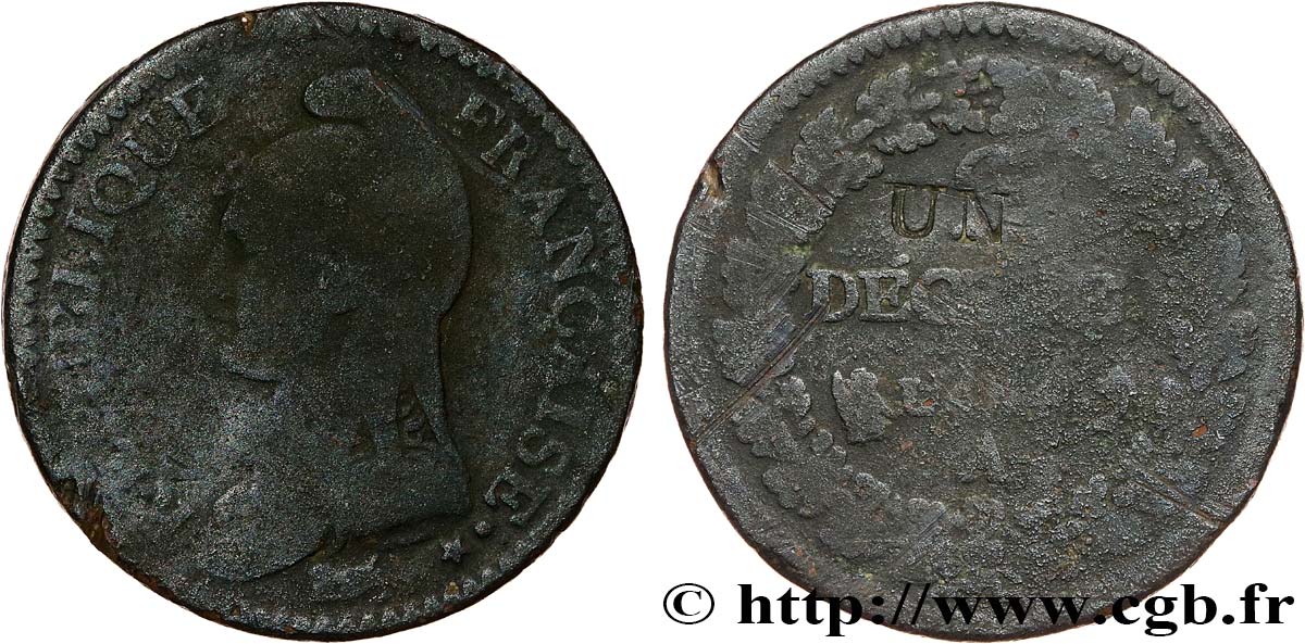 Un décime Dupré, modification du 2 décimes 1796 Paris F.127/1 B 