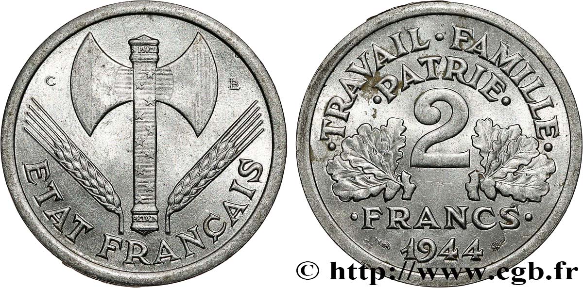 2 francs Francisque 1944 Castelsarrasin F.270/6 SUP+ 