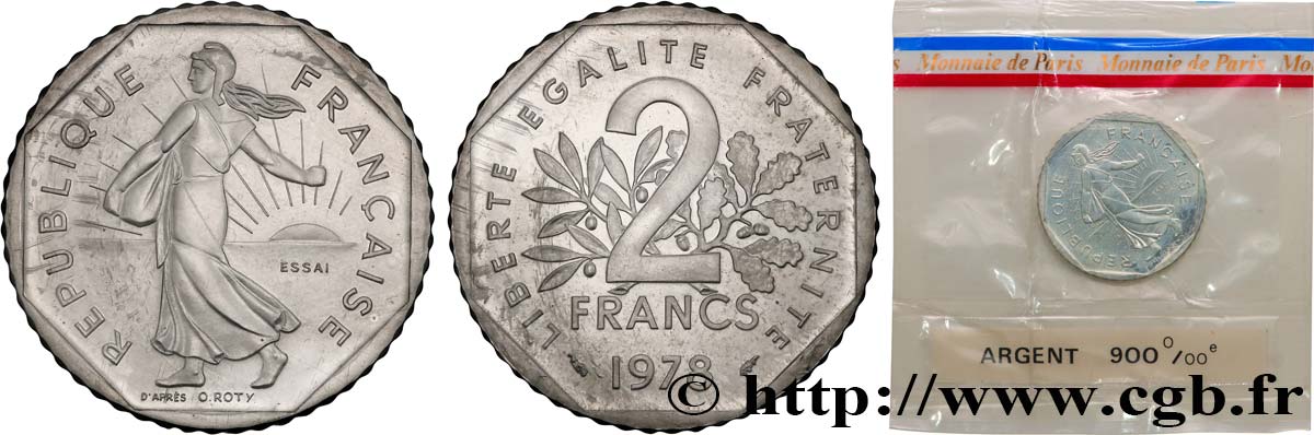 Essai de 2 francs Semeuse, argent 1978 Pessac GEM.123 19 FDC 
