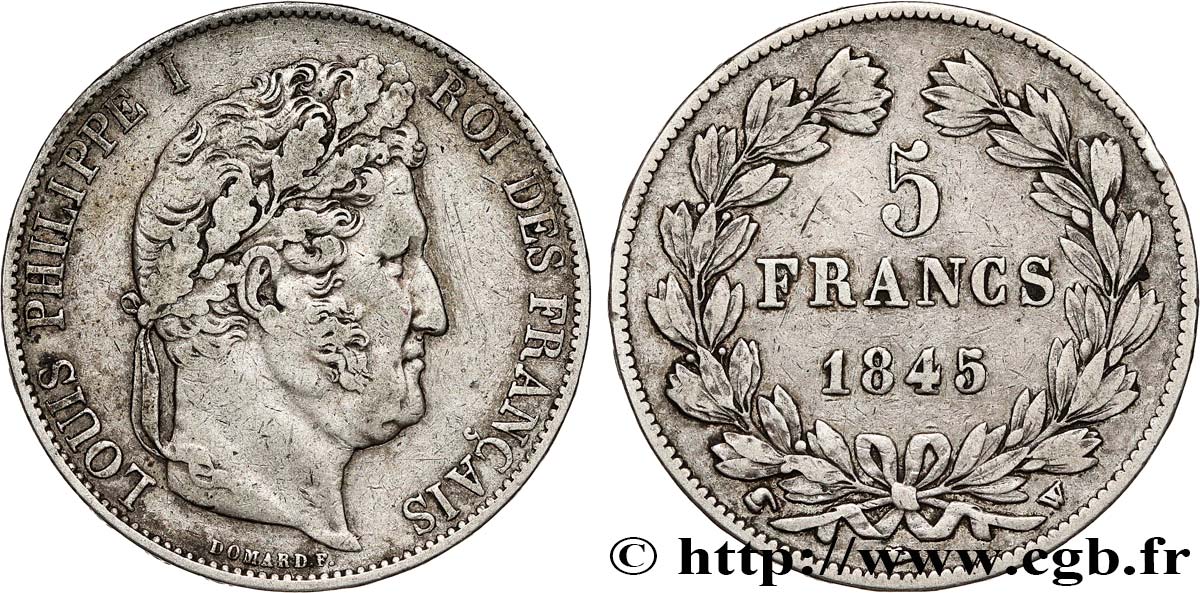 5 francs IIIe type Domard 1845 Lille F.325/9 TTB40 